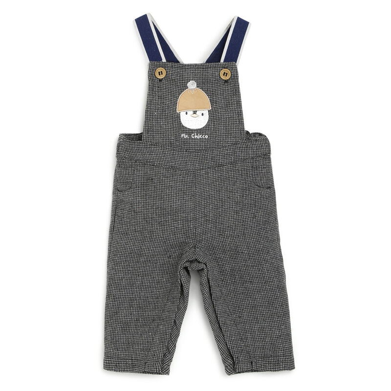 Boys Medium Grey Checkered Long Dungaree image number null